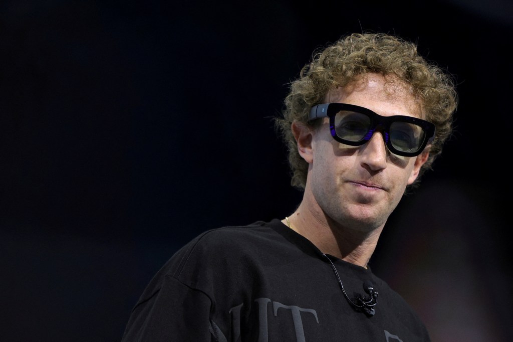 Mark Zuckerberg wearing Orion AR glasses.